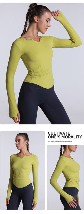 Long-sleeved V-neck blouse by Axtro Act