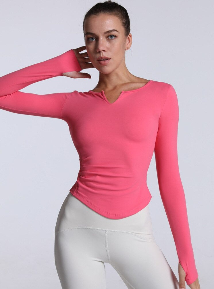 Long-sleeved V-neck blouse by Axtro Act