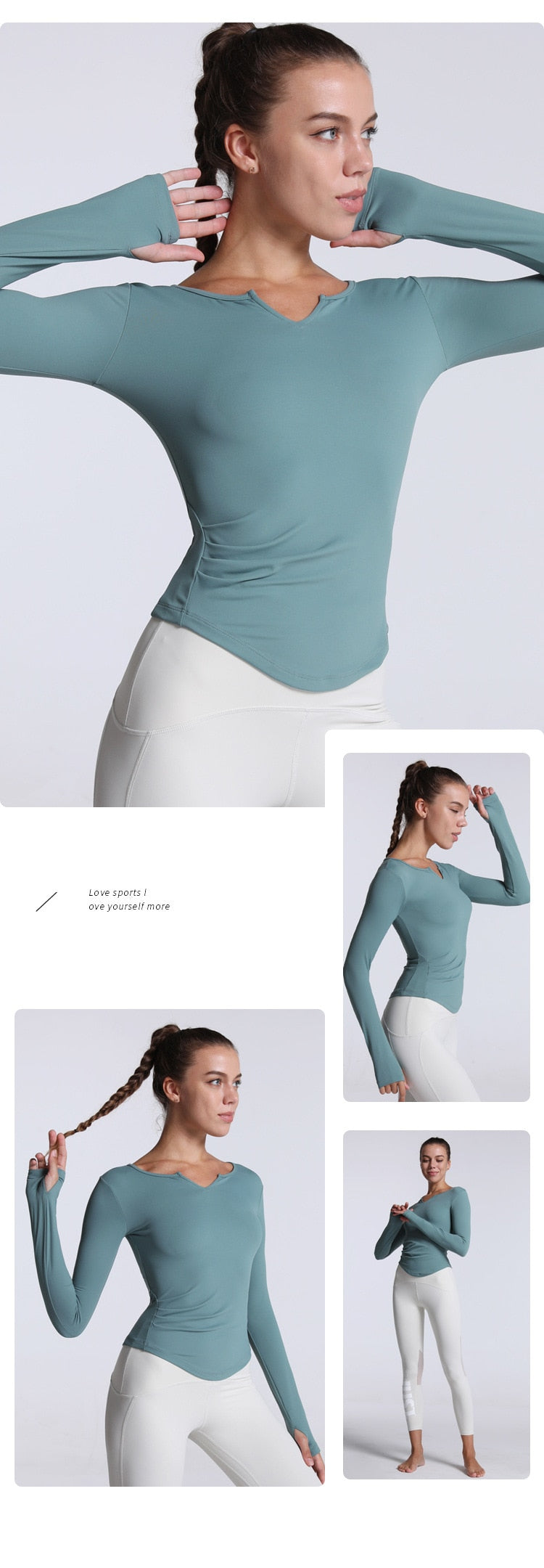 Long-sleeved V-neck blouse by Axtro Act